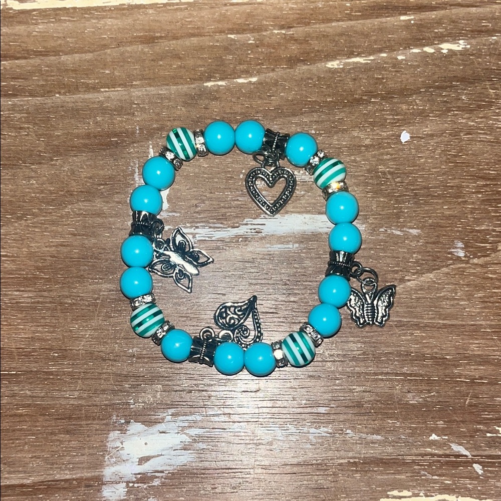 Turquoise Beaded Charm Bracelet
